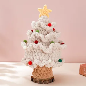 Handmade crochet Christmas tree knitted holiday decoration tabletop festive ornament