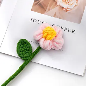 Handmade crochet chunky yarn puff flower artificial bouquet gift for birthday party and home decor