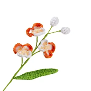 Handmade crochet yarn flower branch multi-head orchid home decor gift for women and girls