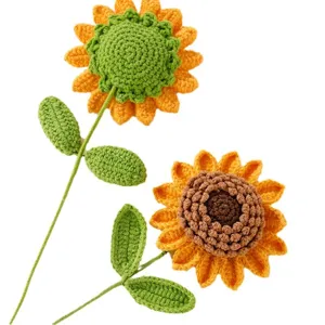 Handmade crochet sunflower finished flower wool knitting artificial plant home decor gift