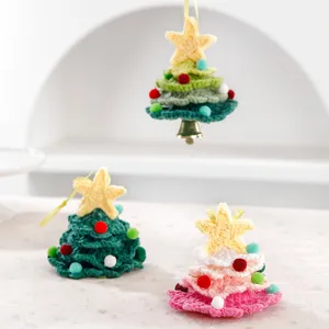 Handmade Wool Yarn Christmas Tree Hanging Ornament Knitted Holiday Decor Car Pendant Home Decoration Gift