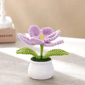 Handgemachte gehäkelte Topfblume lila Tulpe Schreibtisch Deko Kunstpflanze Ornament