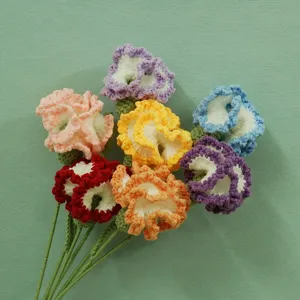 Bouquet di garofani all'uncinetto fatto a mano lana lavorata a maglia fiori finti regalo