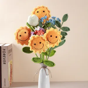 Handmade crochet sunflower bouquet finished product ideal for graduation day and home decoration