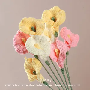 Handgemachte Gestrickte Calla Lily Blumenstrauß Häkeln Wollblumenarrangements Heimdekoration Valentinstag Muttertag Geschenk