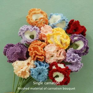 Fiore Artificiale di Garofano in Lana Lavorato a Mano Bouquet a Stelo Singolo per Regalo della Festa della Mamma Arredamento