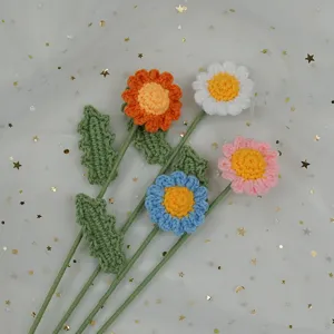 Handcrafted crochet daisy bouquet knitted flower gift home decor cute aesthetic flower arrangement