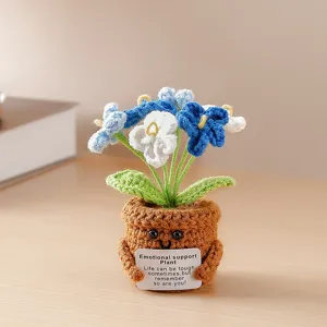 Handcrafted crochet potted plant, cute emotional support knitted flower ornament for desk decor.