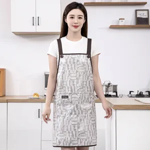 Waterproof minimalist plaid apron with straps and pocket for home cooking and kitchen work.