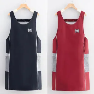 Waterproof Kitchen Apron For Women Home Cooking Restaurant Wipeable Hand Towel Pocket Vest Style Cooking Apron
