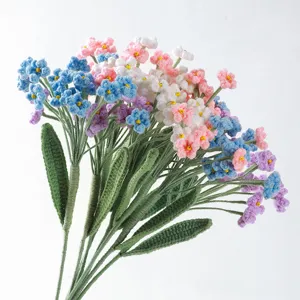 Handmade crochet flower bouquet knitted baby breath floral gift for birthday and daily home decor