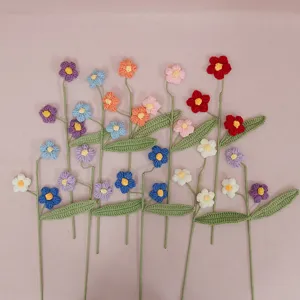 Handcrafted crochet flower bouquet multi-color knitted floral gift for home decor