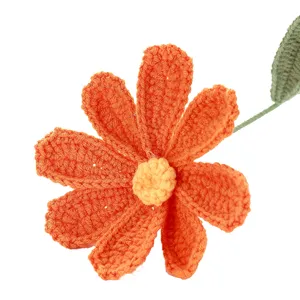 Handcrafted crochet cosmos flower knitted wool bouquet gift for home decor and birthday