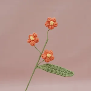 Handmade crochet flower branch puff floral home decor fresh style artificial plant accessory