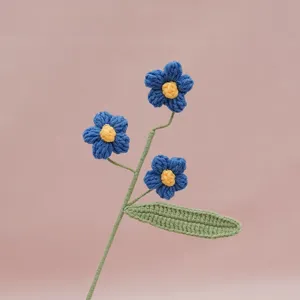 Handmade crochet flower branch with multi puff blooms, perfect for home decor and gifts.
