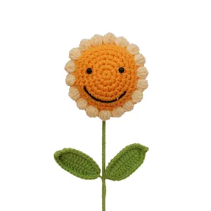 Handgemachte gehäkelte lächelnde Sonnenblume künstliche Blume süßes Geschenk Deko