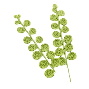 Foglie di eucalipto all'uncinetto fatte a mano pianta artificiale verde ramo per bouquet