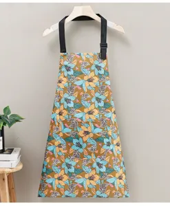 Stylish floral print kitchen cooking apron with waterproof fabric and adjustable straps.