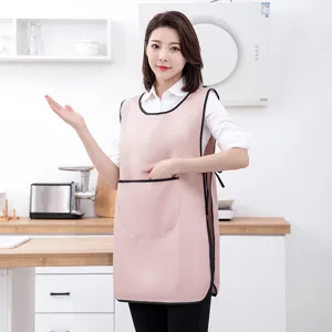 Wasserdichte Küchenschürze für Damen, rosa ärmellose Weste zum Kochen mit großer Tasche.
