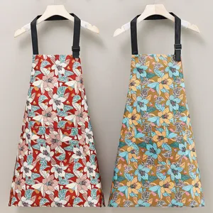 Waterproof kitchen apron for cooking, floral design with adjustable straps, great for home use