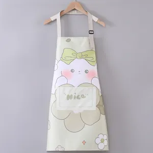 Leinwand Küchenschürze mit süßem Cartoon Tierdruck, verstellbarem Nackenband und praktischer Tasche