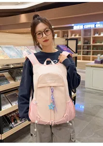 Candy color casual sports backpack large capacity travel hiking book bag for women and men
