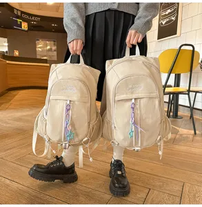 Casual outdoor style canvas backpack for women and men, large capacity travel hiking daypack.