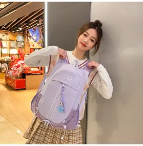 Candy color mountain style casual backpack large capacity fashion sports travel school bag for women