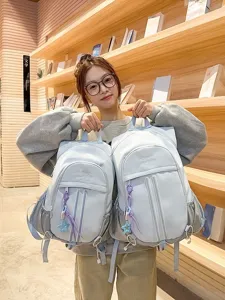 Casual Nylon Backpack Large Capacity School Travel Bookbag Sport Style Lightweight Daypack For Women And Men