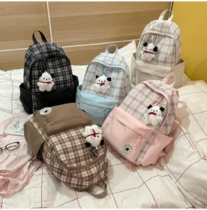 Nueva mochila escolar de cuadros literarios de primavera para estudiantes viaje ligero