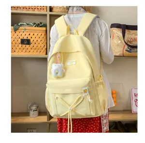 Sweet candy color student backpack, Korean style casual campus school bag for daily commute.