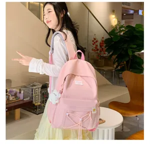 Japanese candy color student backpack sweet Korean style backpack for girls daily school use