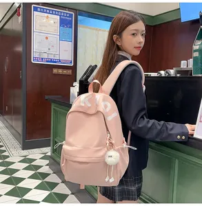 Korean style cute pink backpack casual soft student school bag travel versatile daypack ladies