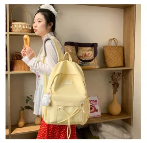 Japanese candy color sweet student backpack cute bow double shoulder bag daily use