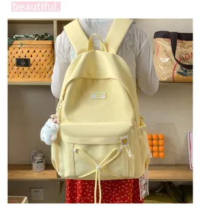 Japanese candy color student backpack sweet college style double shoulder casual school bag