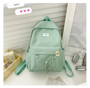 Mint green student school backpack, cute candy color casual bookbag for teens and college.