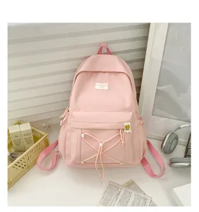 Pink student school backpack cute Japanese style casual daypack for teens girls daily use