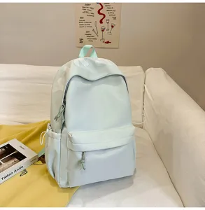 Casual cute mint green backpack, ins style soft daily travel bookbag with roomy pockets.