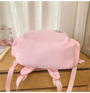 Pink student schoolbag backpack cute casual daily campus style minimalist lightweight design detail view