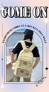 Forest style large capacity backpack student school bag with transparent ita pocket.