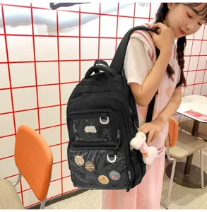 Large capacity school backpack for women college style cute transparent ita bag daily student bookbag