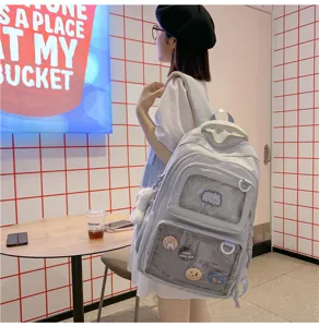 Casual large capacity backpack for women cute transparent ita bag student school book bag