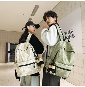 American retro large capacity printed canvas backpack casual school bag for daily outdoor use