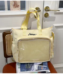Japanese style cute campus ita bag single shoulder messenger bag with transparent clear pocket for student