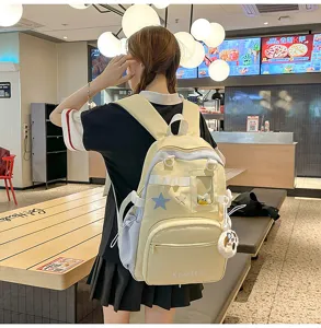 Japanischer Ins Stil Segeltuch Rucksack süße große Kapazität Ita Tasche für Schüler Alltag gelb