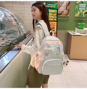 Japanischer süßer Campus Rucksack mit transparenter Tasche und Stern für Mädchen.