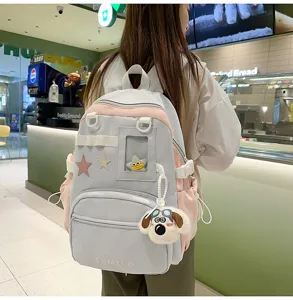 Japanischer Stil Campus Rucksack süß rosa grau große Kapazität Ita Tasche für Jugendliche