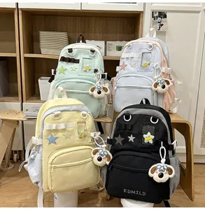 Japanischer Stil Schultasche große Kapazität süße transparente Ita Tasche mit Plüschtier