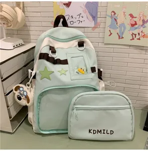 Japanischer Ins Stil niedlicher großer transparenter Ita Rucksack Set mit Stern Dekor.