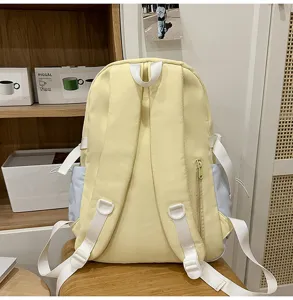 Japanischer Stil süßer gelber Rucksack mit großer Kapazität lässige Schultasche für Mädchen.